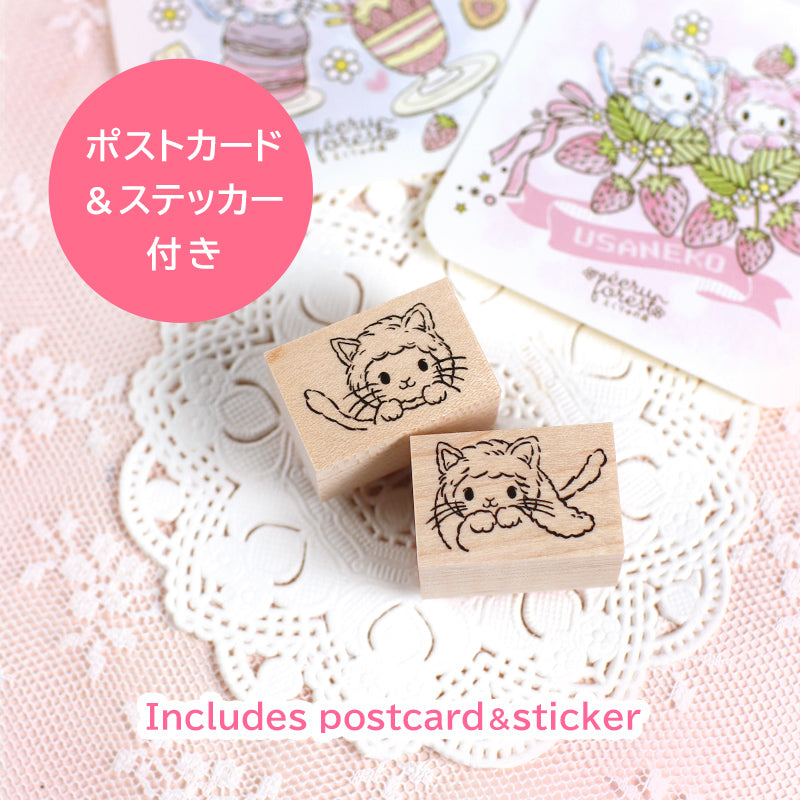クロスステッチ刺繍フレーム】うさぎイチゴ刺繍入り ミシン刺繍