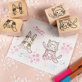 うさねこ スタンプ 二人のうさぎちゃん 猫スタンプ イチゴの季節シリーズ ネコ好き ネコスタンプ  うさぎ 垂れ耳うさぎ 手帳付箋 カード作り はんこ
