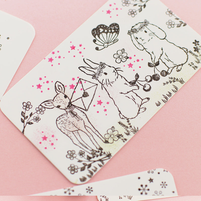[Bambi-chan stamp set]<br> Deer, Grass, Love Letter Ekuryu no Mori Flower Festival Series New Year's cards, Christmas cards Postcards<br> <span>Stamp notebook sticky note card making</span>