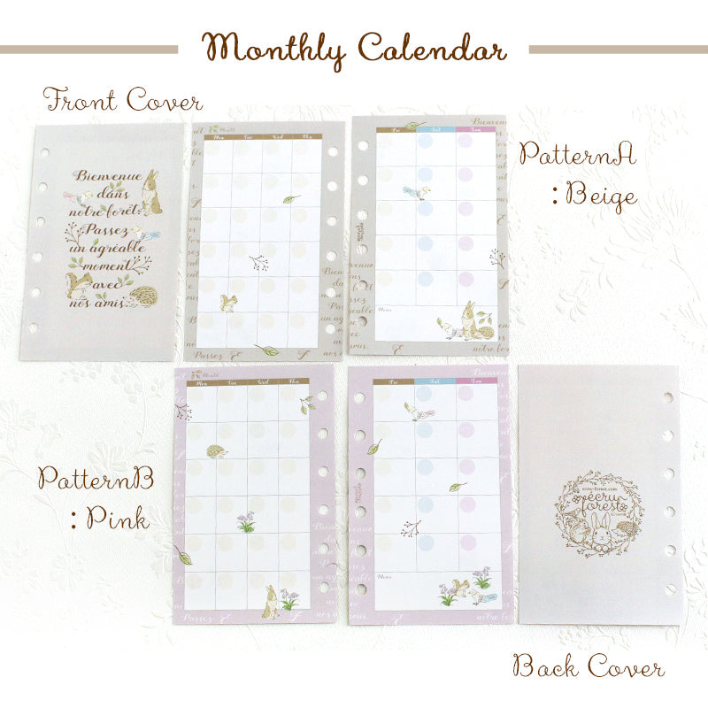 Notebook Refills [Monthly Calendar] System Notebook Mini 6-hole Notebo ...