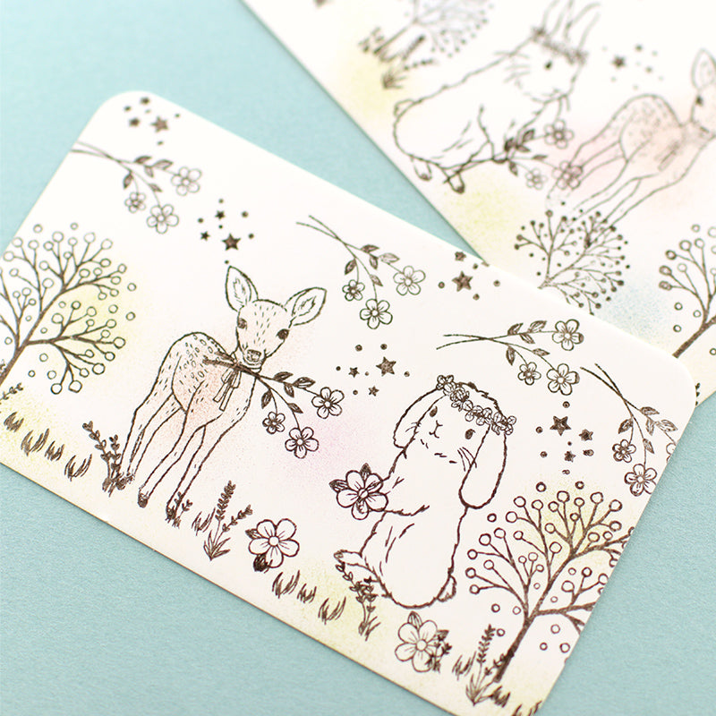 [Bambi-chan stamp set]<br> Deer, Grass, Love Letter Ekuryu no Mori Flower Festival Series New Year's cards, Christmas cards Postcards<br> <span>Stamp notebook sticky note card making</span>