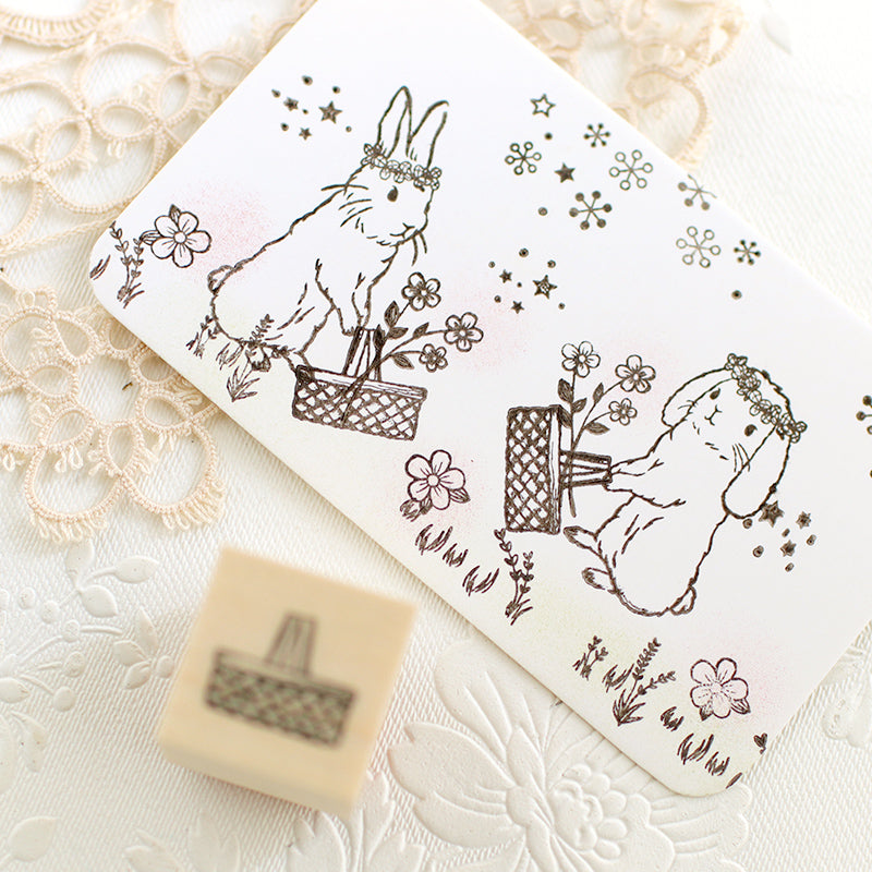 Basket Ekuryu no Mori Flower Festival Series that can be combined with Basket Rabbit Can also be used as New Year's cards, Christmas cards and postcards<br> <span>Stamp Notebook Sticky Note Card Making</span>
